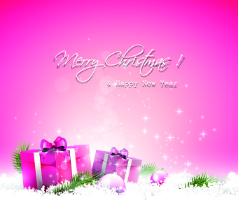 cute pink christmas background vector