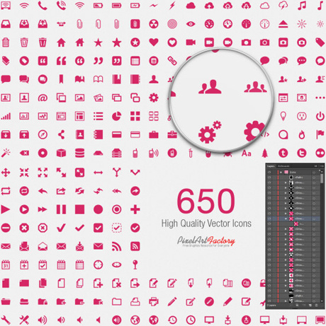 cute pink social with web icons vector set