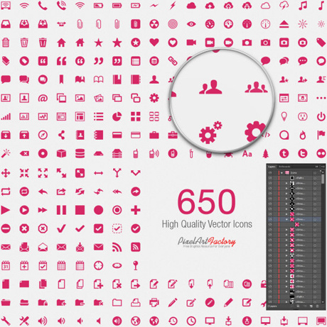 cute pink social with web icons vector set 