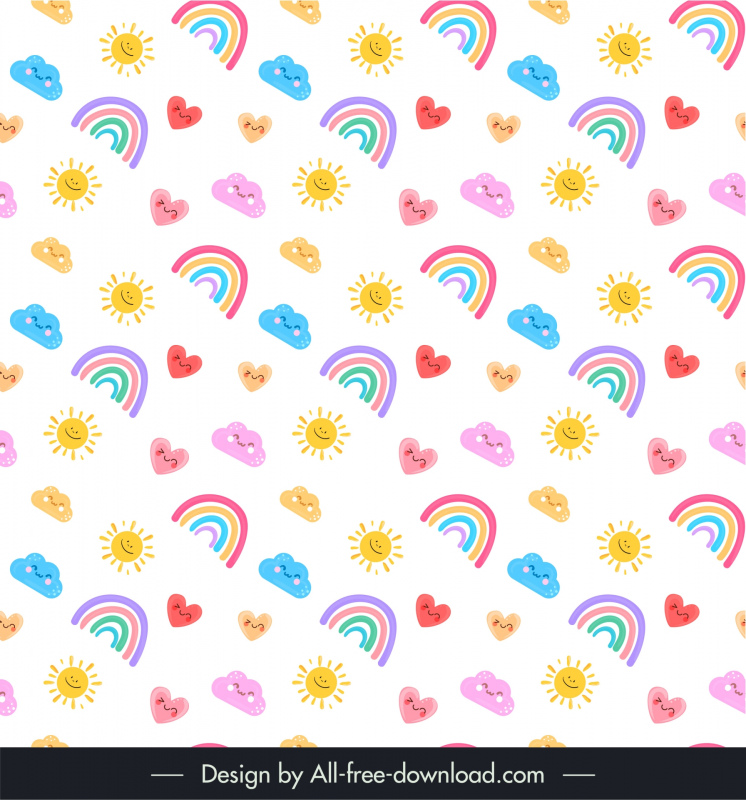 cute rainbow pattern template repeating  flat stylized