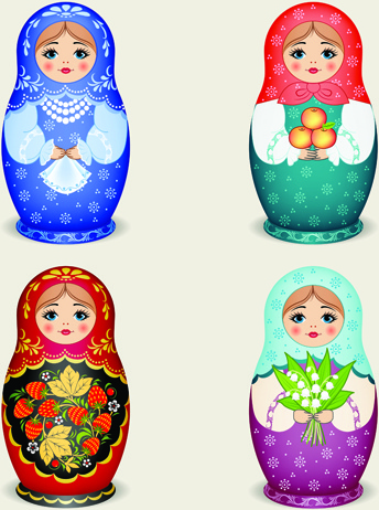 cute russian doll design vectors