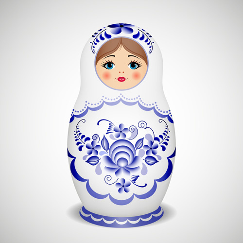 cute russian doll design vectors