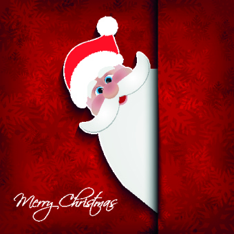 cute santa with red christmas background vector