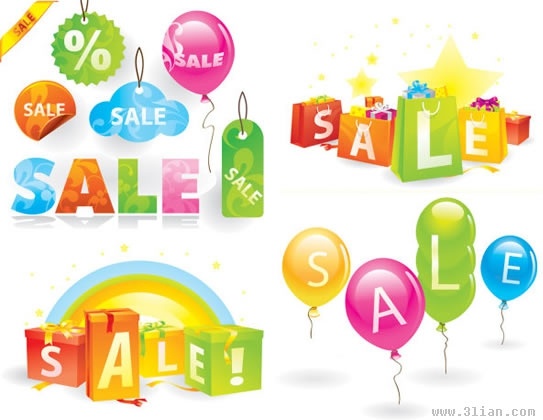 sales banner templates colorful balloon gifts tags decor