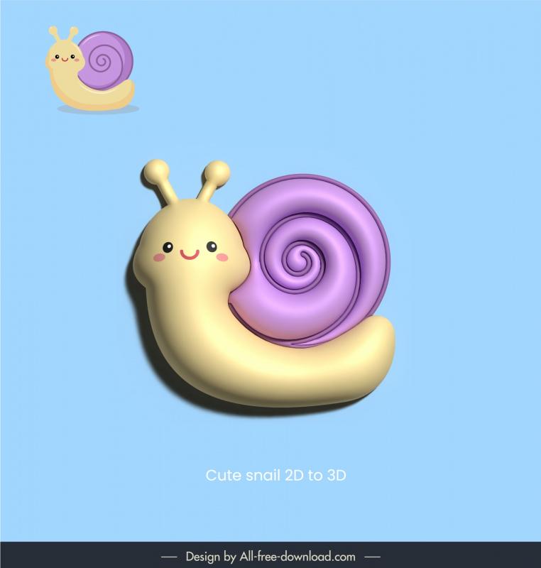 cute snail design elements stylized 3d elegance 