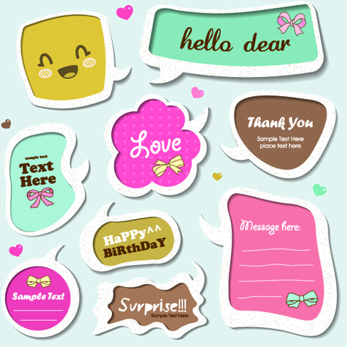 vector cute text speech bubbles label 55mb fashion ai format eps