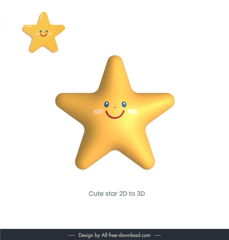cute star design elements 3d elegance 