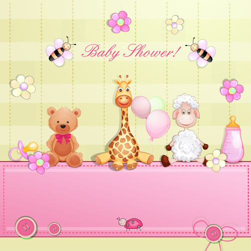 cute toy with baby card vector