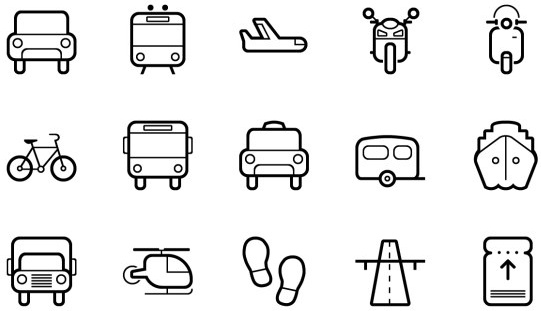cute transportation outline icons