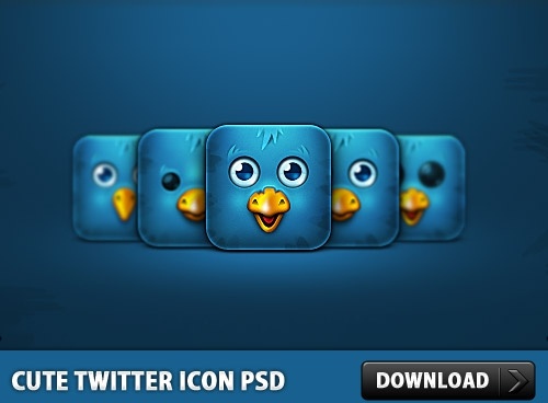 Cute Twitter Icon Free PSD
