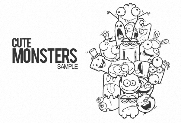 Cute Vector Monsters Free Sample