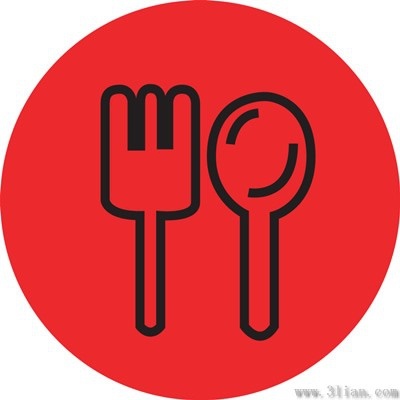 cutlery icons vector red background