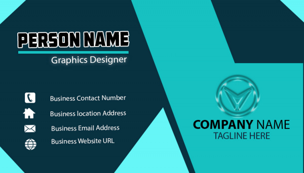 cyan color business card design template psd