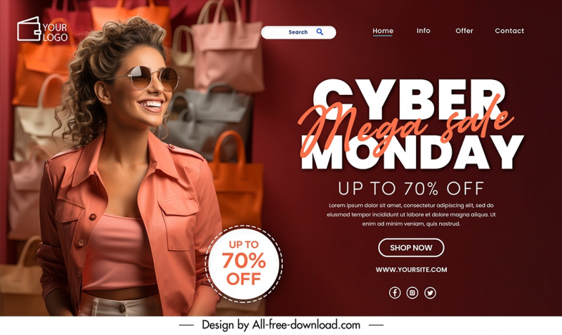cyber monday landing page template dynamic realistic elegance 
