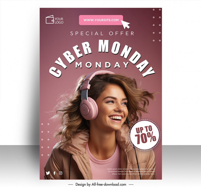 cyber monday poster template dynamic happy girl
