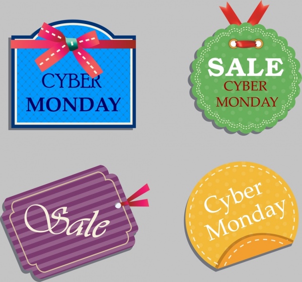 cyber monday sales tags collection colorful flat design