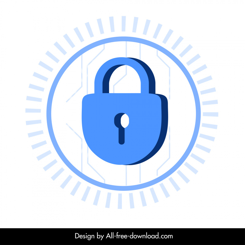 cyber security design element flat lock isolation design
