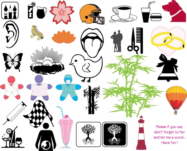 design elements collection objects utensils symbols icons