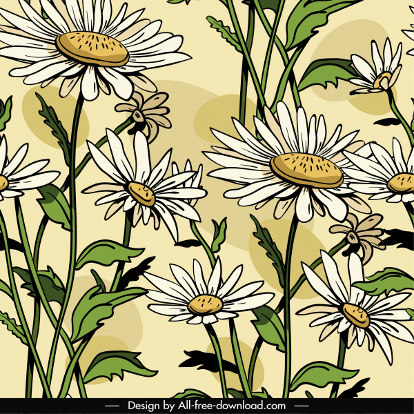 daisy pattern template classical handdrawn design