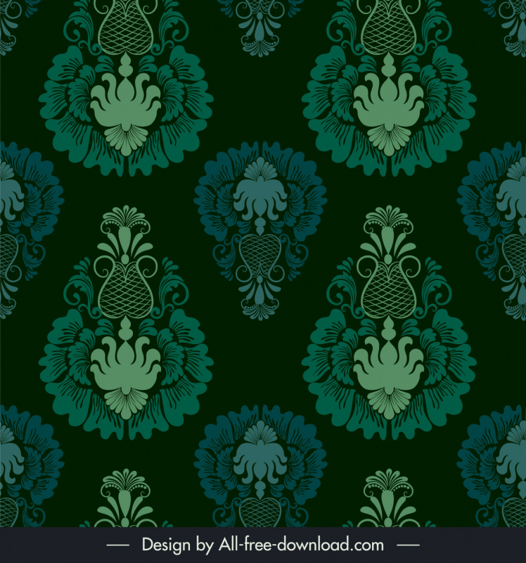 damask seamless pattern template dark retro symmetry