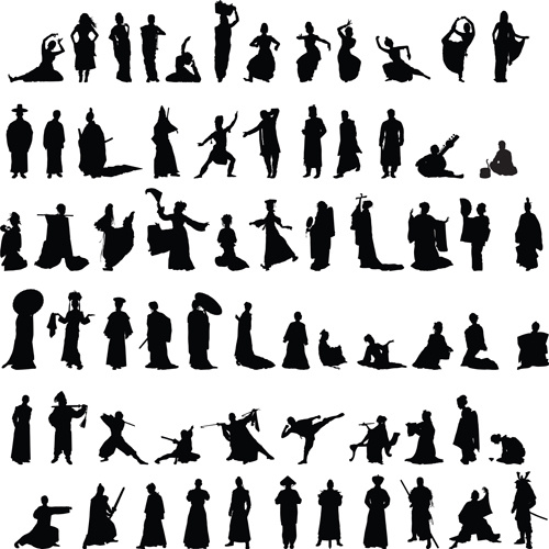 dance and martial arts silhouettes vector graphics