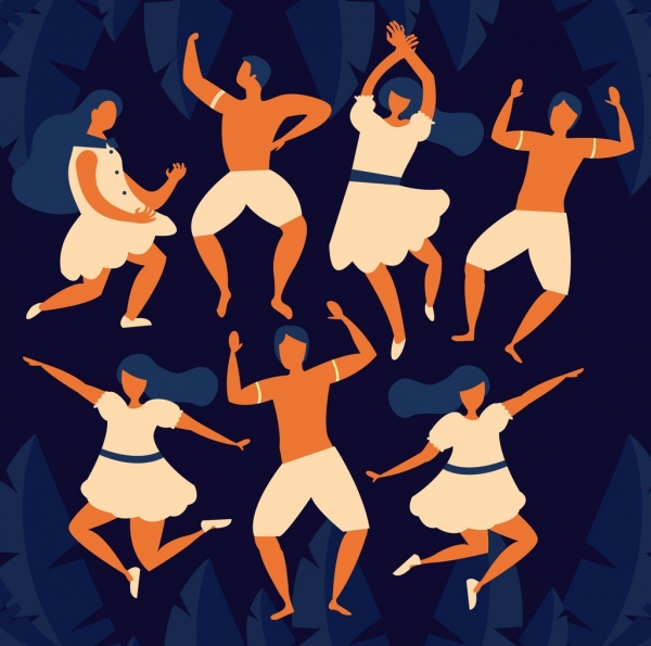 dance background joyful people icon cartoon sketch