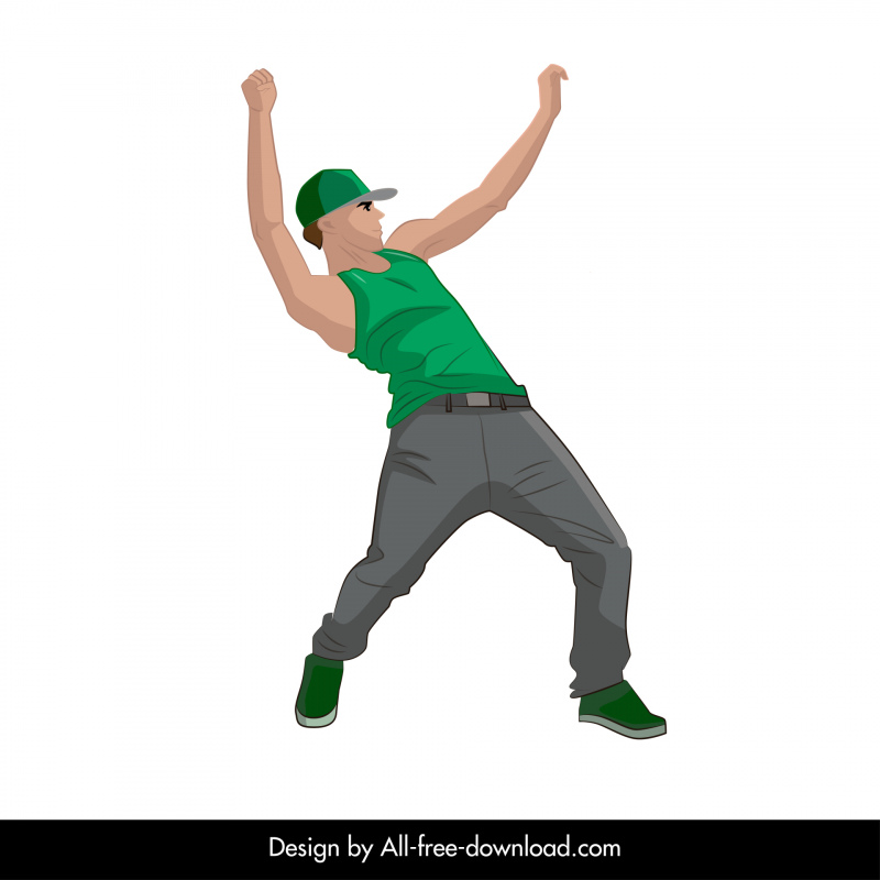  dancing man icon dynamic 3d cartoon outline 