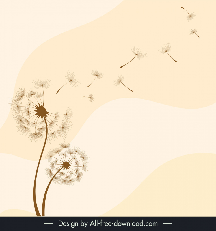 dandelion backdrop template the wind blowing seeds sketch flat classical design 