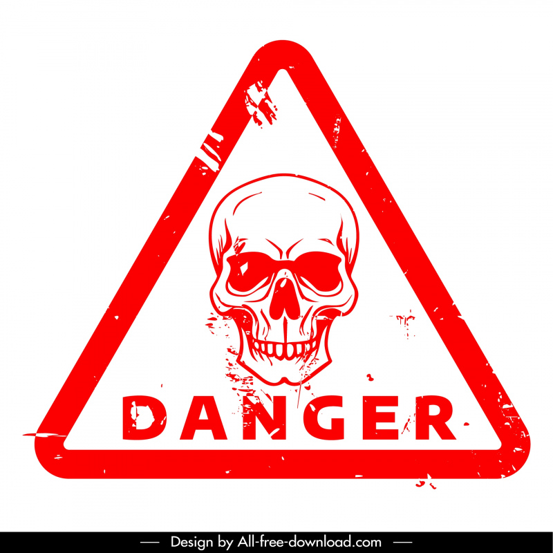 danger stamp template grunge skull triangle isolation 