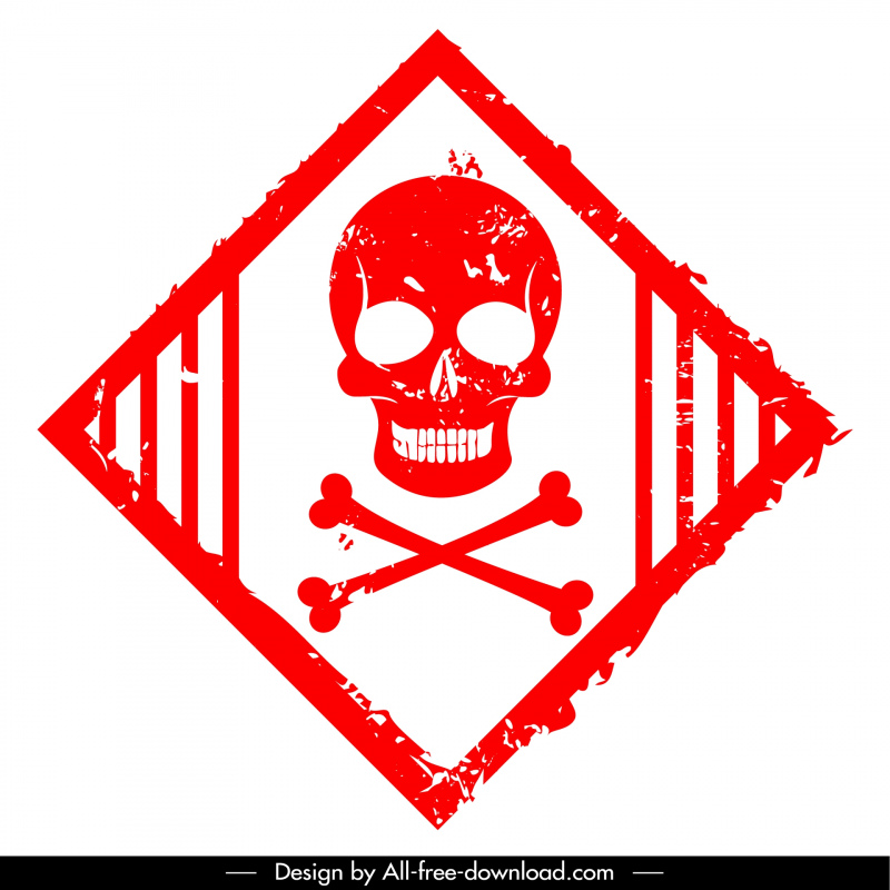 danger stamp template horror skull bones classic
