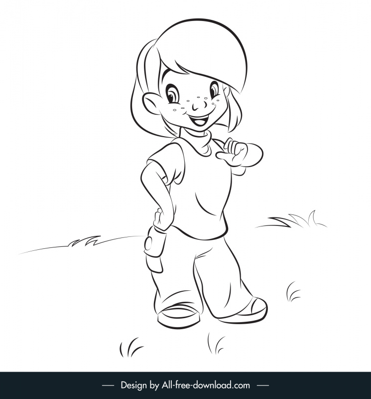 darby in my friends tigger pooh cartoon character icon black white handdrawn outline