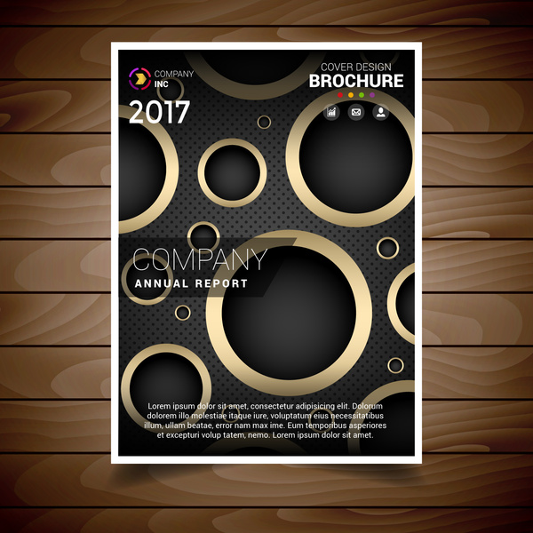 dark and gold circular hole brochure design template