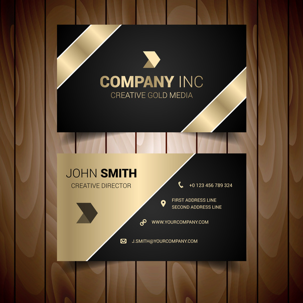 dark and gold lined corporate business card