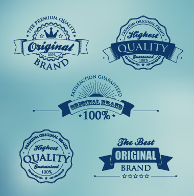 dark blue premium quality labels vector