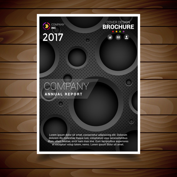 dark circular hole brochure design template