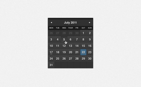 Dark Formal Calendar PSD