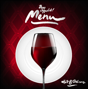dark red wine menu background vector