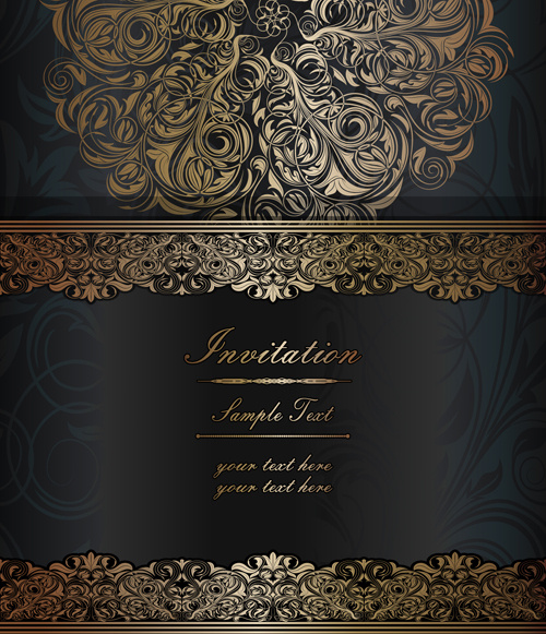 dark style floral vintage backgrounds vector graphics 