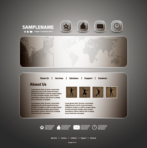 dark style website template vector