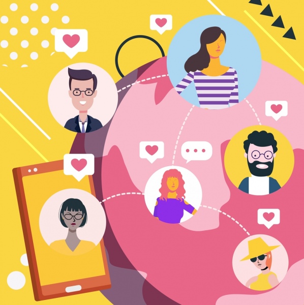 dating background people avatar smartphone globe icons