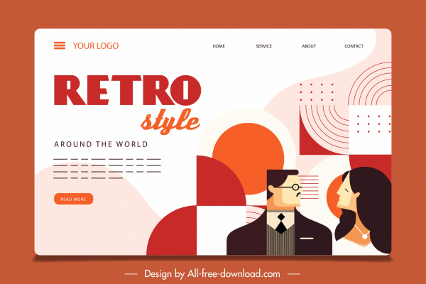 dating web site template flat retro design