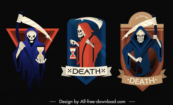 death icons scary horrible sketch colorful design