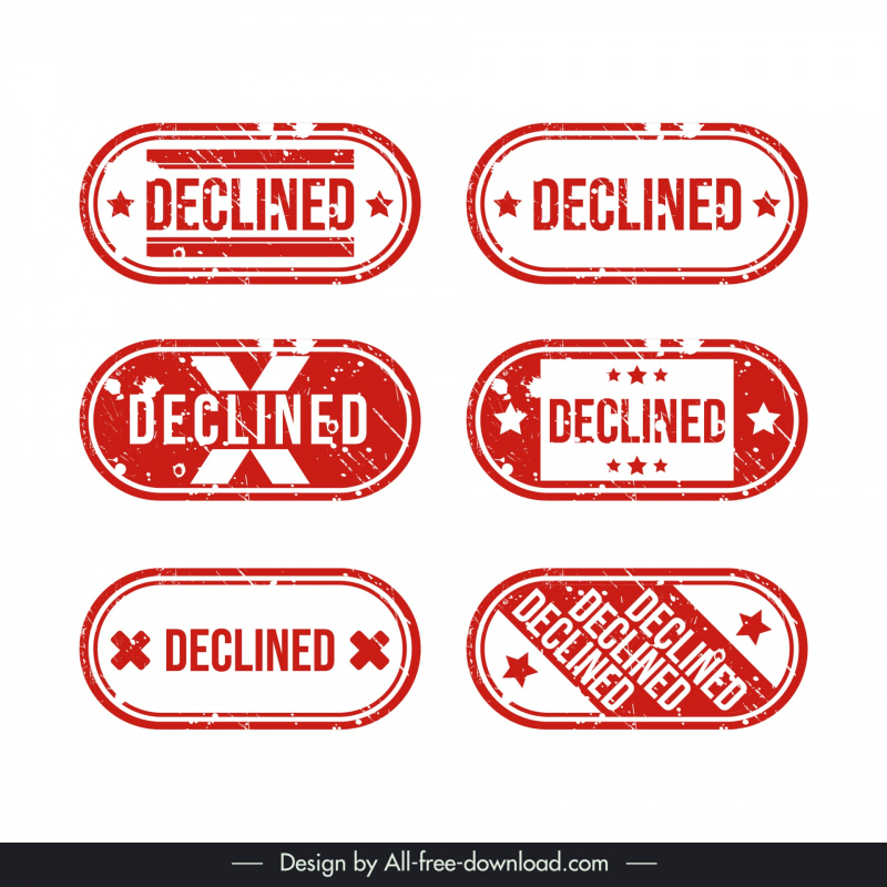 declined stamp collection classical rounded shapes