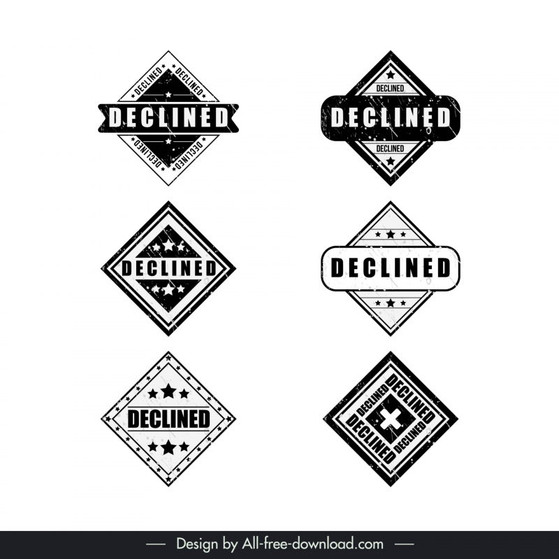 declined stamp templates collection black white geometry shapes