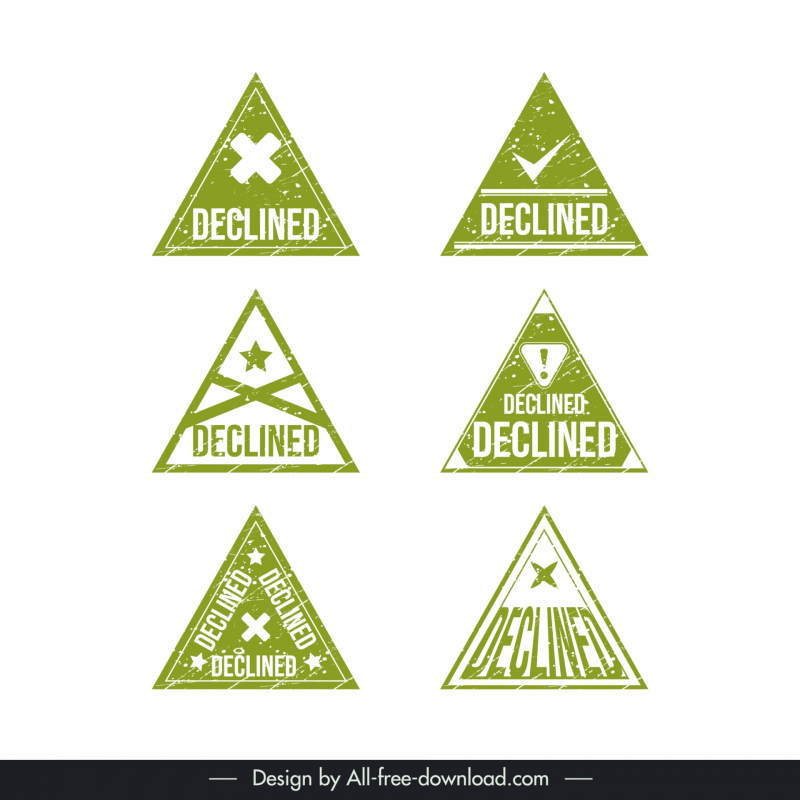 declined stamp templates collection flat retro triangle shapes