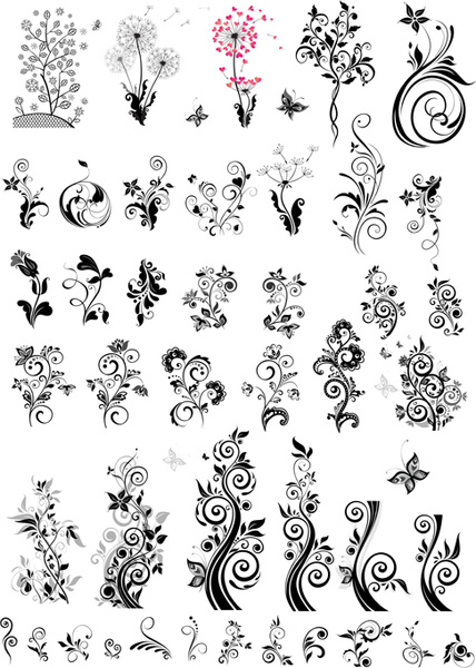 decoration with ornaments floral vector graphics
