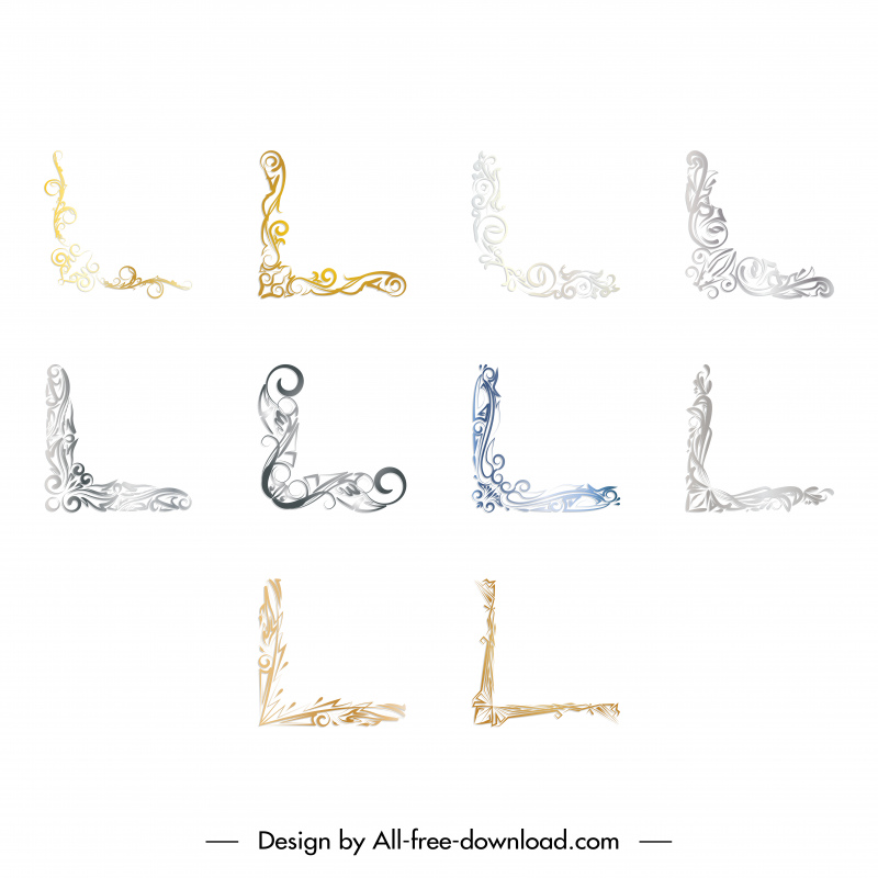  decorative borders collection elegant symmetric handdrawn sketch