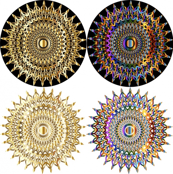 decorative circles design with colorful shiny interlock illustration