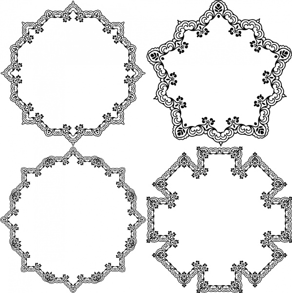 decorative circles illustration with black white classical border