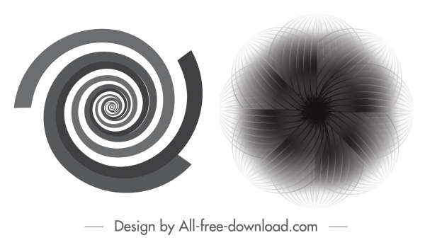 decorative circles templates black white spiral symmetrical shapes